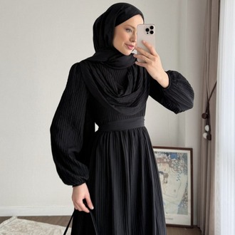 Twing Volanlı Yeni Sezon Elbise - Siyah