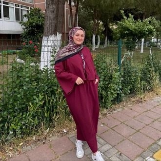 Önü Bağcıklı Keten Takım - Bordo