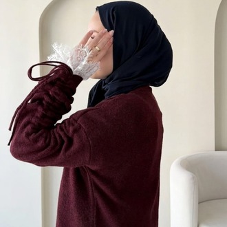 Dantel Detaylı V Yaka Triko Hırka - Bordo