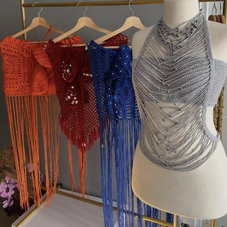 ✨ Silver Glam Örgü Beach Top ✨