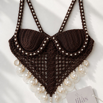 ✨Lilas Flora Taş Detay Crop ✨