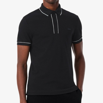 Lacoste Paris Çizgili Orj. Polo Yaka Siyah