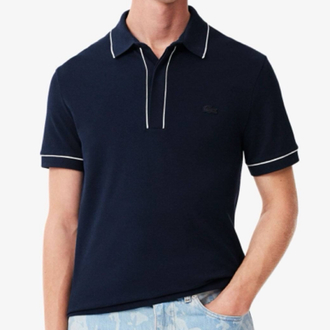 Lacoste Paris Çizgili Orj. Polo Yaka Lacivert