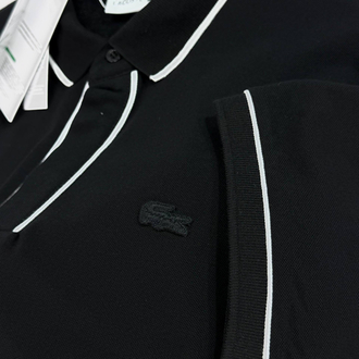 Lacoste Paris Çizgili Orj. Polo Yaka Siyah