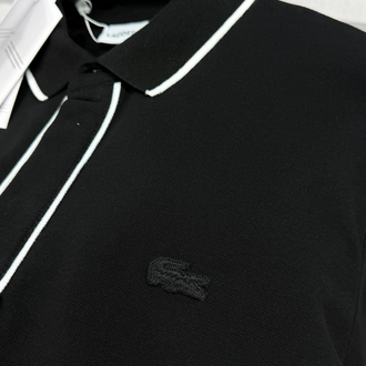 Lacoste Paris Çizgili Orj. Polo Yaka Siyah
