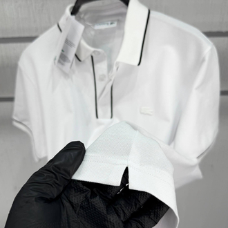 Lacoste Paris Çizgili Orj. Polo Yaka Beyaz