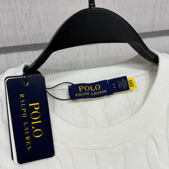 Polo Ralph %100 Pamuk Örgü Desen Triko Beyaz