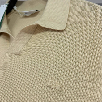 Lacoste %100 Pamuk V Polo Yaka Triko Bej