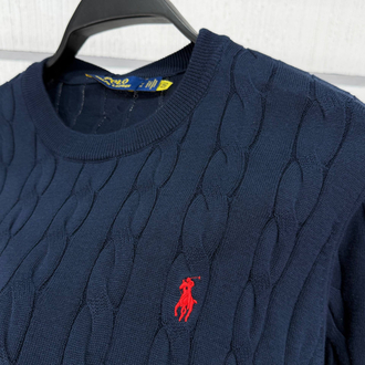 Polo Ralph %100 Pamuk Örgü Desen Triko Lacivert