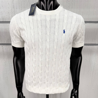 Polo Ralph %100 Pamuk Örgü Desen Triko Beyaz
