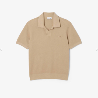 Lacoste %100 Pamuk V Polo Yaka Triko Bej