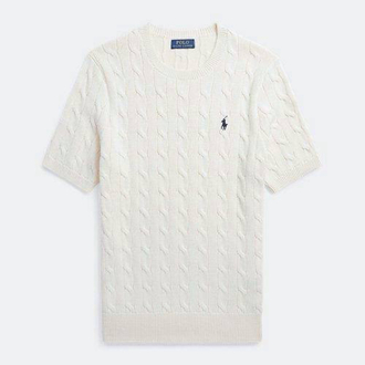 Polo Ralph %100 Pamuk Örgü Desen Triko Beyaz