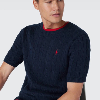 Polo Ralph %100 Pamuk Örgü Desen Triko Lacivert