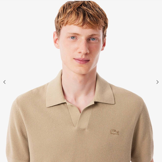 Lacoste %100 Pamuk V Polo Yaka Triko Bej
