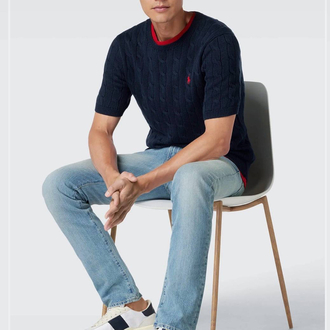 Polo Ralph %100 Pamuk Örgü Desen Triko Lacivert