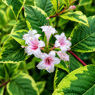 Alacalı Weigela çiçeği