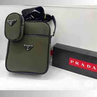 PRADA Modüler Çıkarılabilir Pouch Detaylı Haki Omuz Çantası