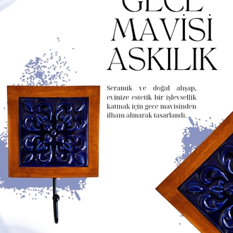 Gece Mavisi Tekli Seramik Askılık