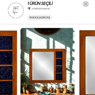 Gece Mavisi Seramik El Yapımı Ayna