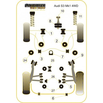 Powerflex PFF3-501BLK Ön Salıncak Ön Burcu, Döküm Kol, 45 mm Audi TT 8N S3 8L golf mk4