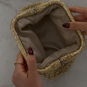 16CM ÖN SİPARİŞ GOLD HASIR ÇANTA