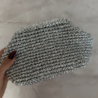 18CM ÖN SİPARİŞ GÜMÜŞ HASIR ÇANTA 