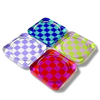 Retro Checkerboard Glass Edition 4'lü Set