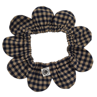 PawBow Flower Dog Collar (Navy Gingham)