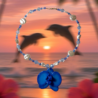 moonlight sapphire orchid el yapımı orkide kolye