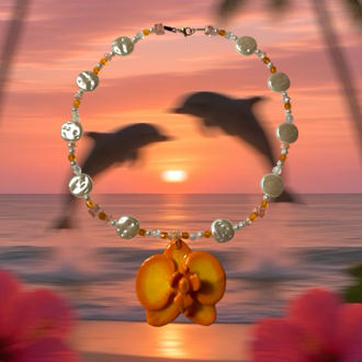 golden tropic orchid el yapımı orkide kolye