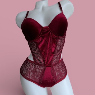 Destekli Bordo Bodysuit