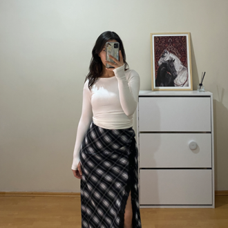 Beyaz Kayık Yaka %95 Pamuk Bluz (Oysho Kumaş)
