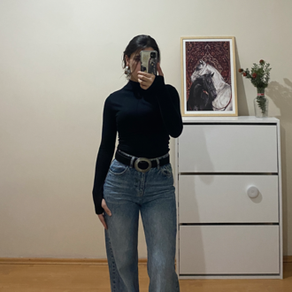 Siyah Çimalı %95 Pamuk Bluz (Oysho Kumaş)