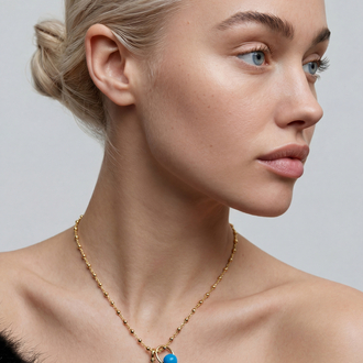 Blue Charm Gold Necklace