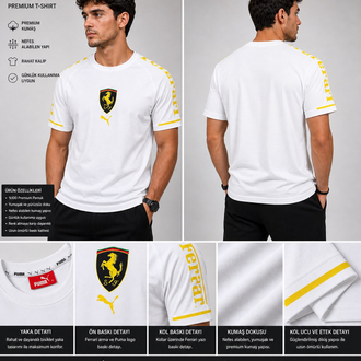 PUMA FERRARİ Baskılı Premium Tişört