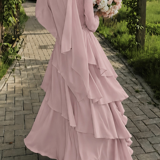 Pembe kat kat elbise 