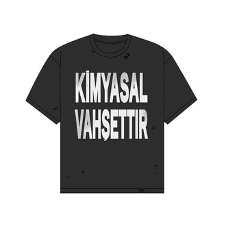 “Kimyasal Vahşettır” Distressed Black Tee