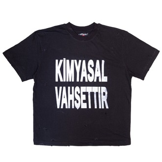 “Kimyasal Vahşettır” Distressed Black Tee