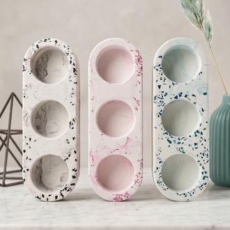 El Yapımı Beton Tealight Mumluk & Cam Detaylı