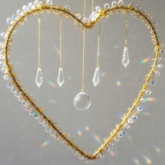 Kalp Formlu Kristal Suncatcher