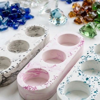 El Yapımı Beton Tealight Mumluk & Cam Detaylı