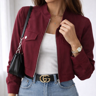 ZR Model Kısa Ceket - Bordo