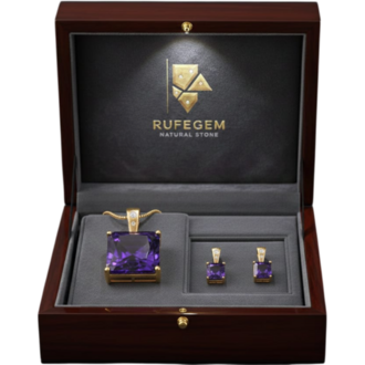 Rufegem Ametist Kolye / Küpe Özel Tasarım Set