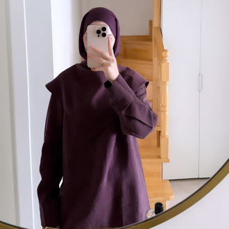 Fular Detaylı Takım Mürdüm