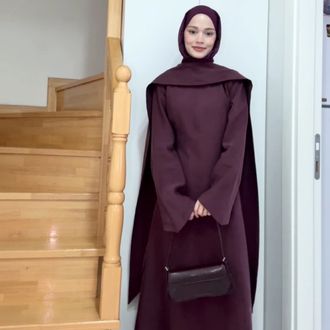 Şal Yaka Elbise Mürdüm (ön sipariş)