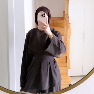Bel Detaylı Takım Kahverengi