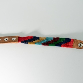 Su Yolu Bordür Motifli El Dokuması Kilim Bileklik – Çok Renkli