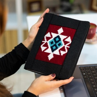 Hevçeker Motifli El Dokuması Kitap – Defter – Ajanda Kılıfı (Bordo)