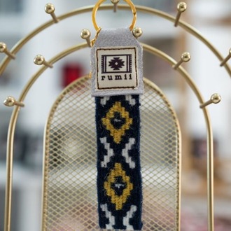 Göz Motifli El Dokuması Kilim Anahtarlık (Lacivert)