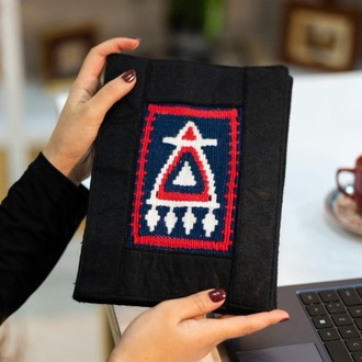 Muska Motifli El Dokuması Kitap – Defter – Ajanda Kılıfı (Lacivert)